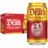 Liquid Death, Rest in Peach Flavored Iced Tea, 6-Pack (12oz Cans)