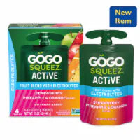 GoGo squeeZ Active Fruit Blend with Electrolytes, Strawberry Pineapple Orange 4 ct / 3.9 oz