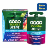 GoGo squeeZ® Active Fruit Blend with Electrolytes, BlueberryStrawberry Lemon 4 ct / 3.9 oz