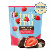 Tru Fru Fresh Frozen Strawberries in Dark & White Chocolate 8.0 OZ