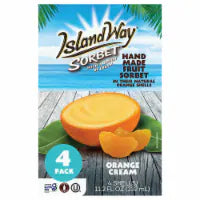 Island Way Sorbert Hand Made Fruit Sorbet in its Natural Orange Fruit Shell 4 Pack