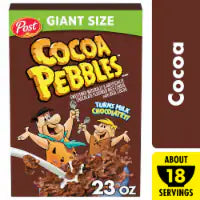 Post Cocoa PEBBLES Cereal, Chocolatey Kids Breakfast Cereal, Gluten Free Rice Cereal, 23 oz Box