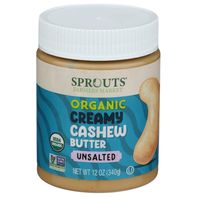 Sprouts Organic Unsalted & Unsweetened Creamy Cashew Butter 12 oz