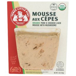 Three Little Pigs Organic Pork & Chicken Liver Mousse With Mushrooms 4 oz