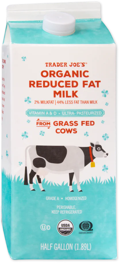 Organic Reduced Fat Milk from Grass Fed Cows 64 Fl Oz
