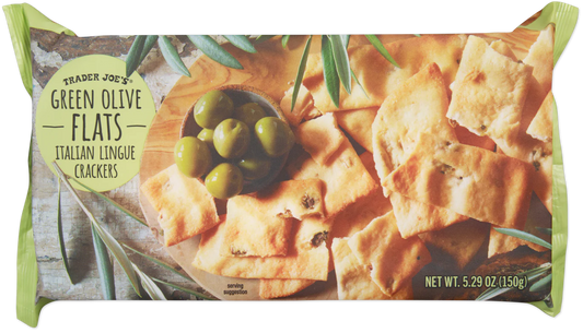 Green Olive Flats Italian Lingue Crackers 5.29 Oz